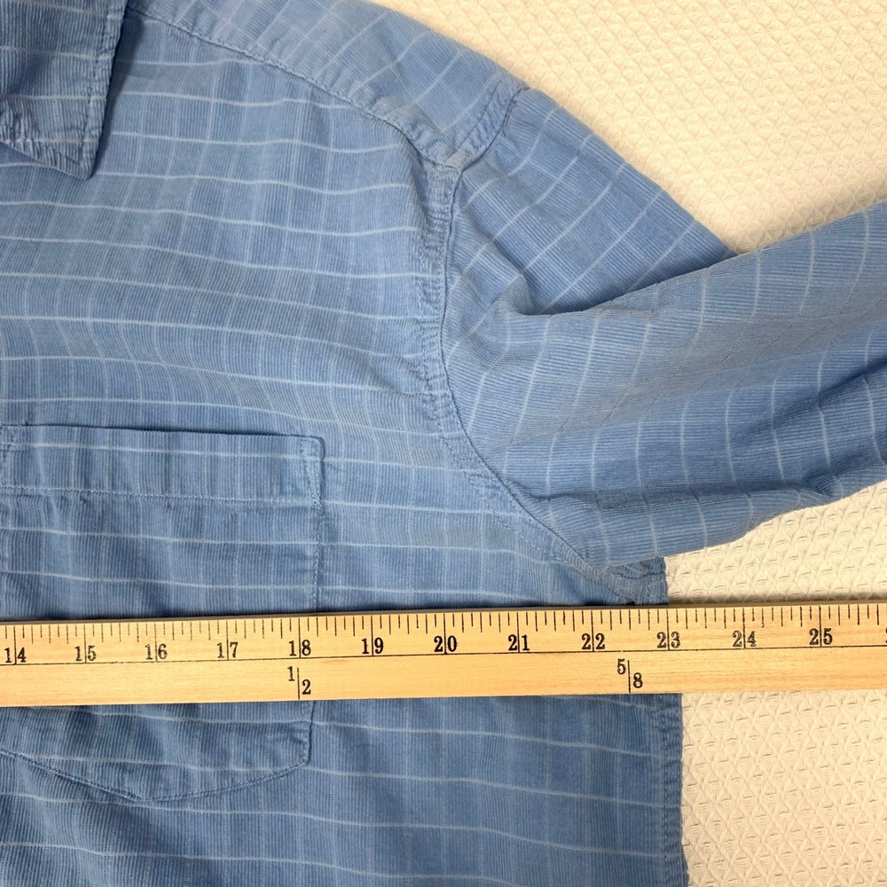 Urban Outfitters Womens Corduroy Windowpane Blue Plaid Button Down Cropped Sz M - Picture 5 of 10